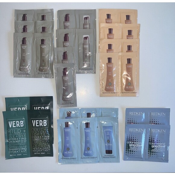 Neuma Verb Redkin 17 Piece Lot Travel Sample Packets Shampoo Conditioner Masque - Picture 2 of 9
